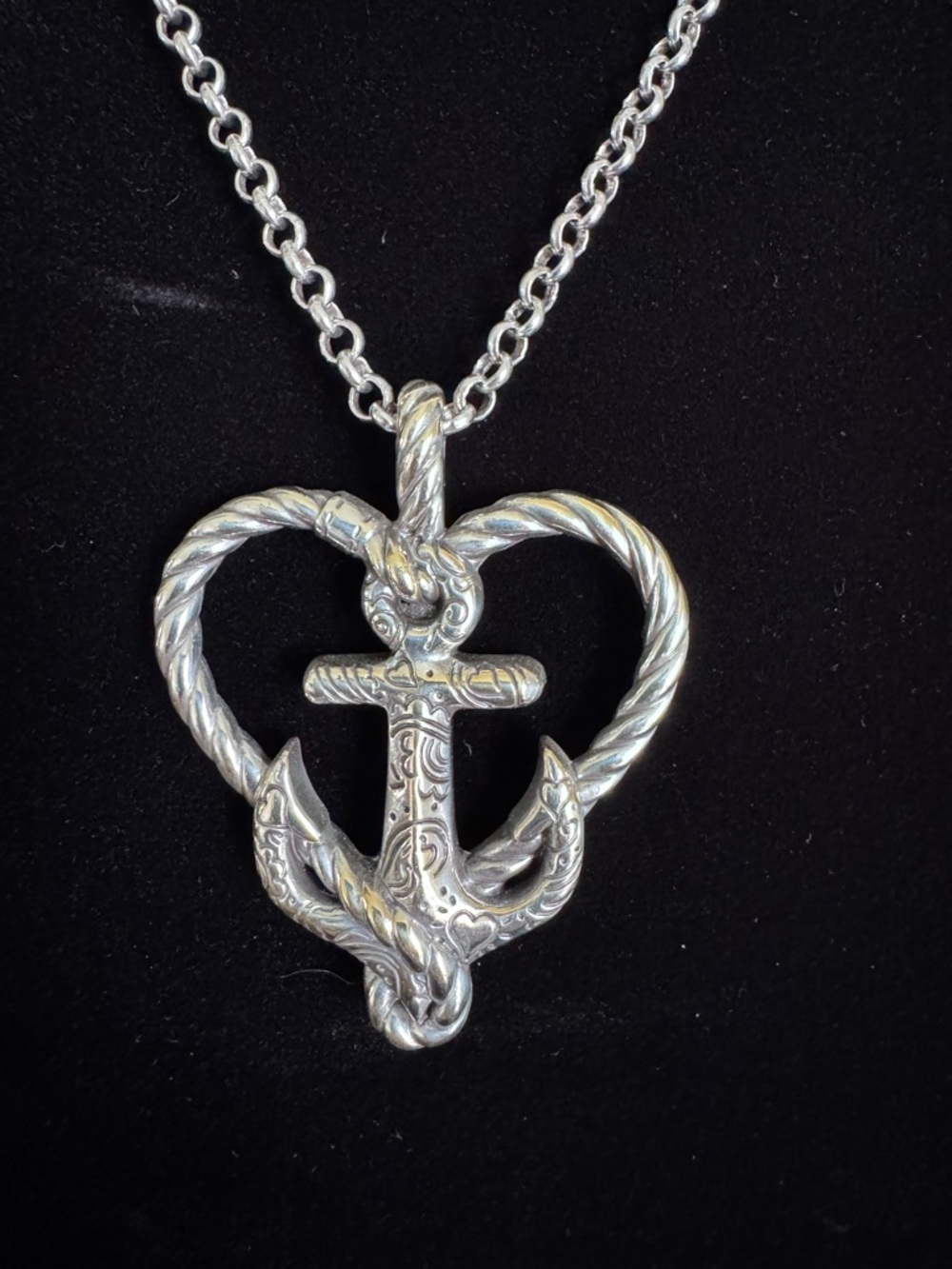 Brighton Silver Heart Anchor Pendant Necklace - Silver “Seas the Day” - Picture 3 of 3